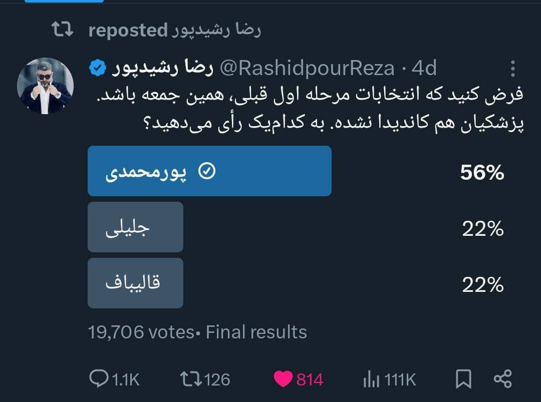 تکرار انتخابات در فضای مجازی؛ پورمحمدی رئیس جمهور شد؟! تکرار انتخابات در فضای مجازی؛ پورمحمدی رئیس جمهور شد؟!