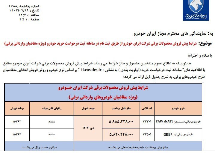 آغاز فروش ۲ محصول ایران خودرو از امروز+ شرایط و مهلت ثبت نام