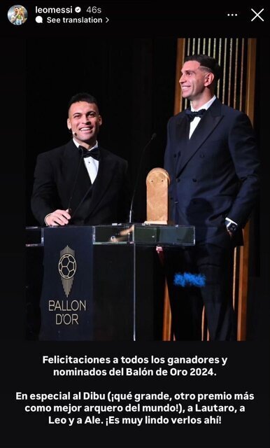 واکنش لیونل مسی به مراسم توپ طلا +عکس واکنش لیونل مسی به مراسم توپ طلا +عکس