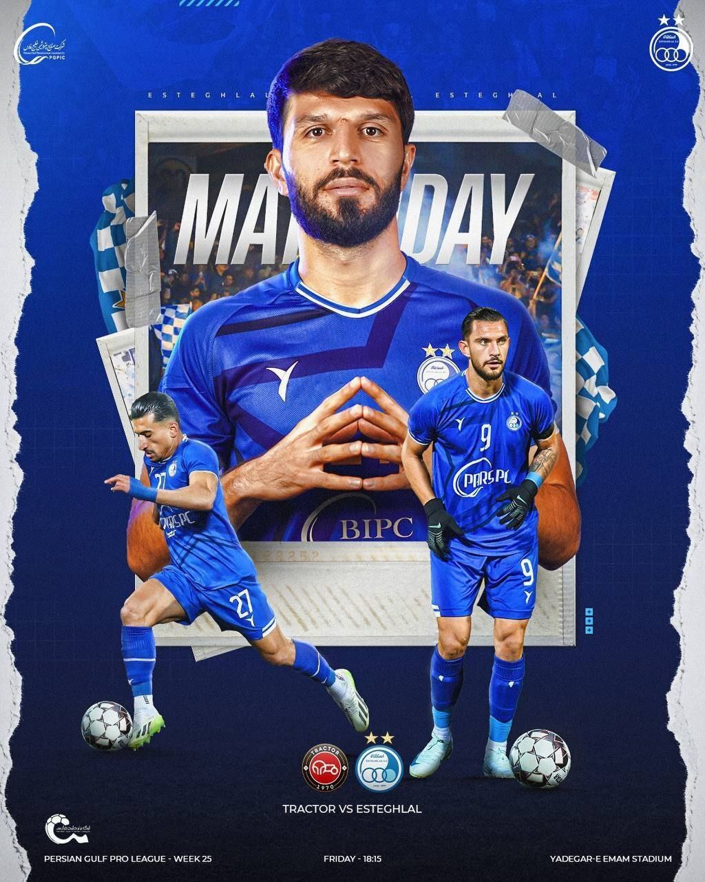 ️پوستر بازی امروز استقلال مقابل تراکتور ️پوستر بازی امروز استقلال مقابل تراکتور