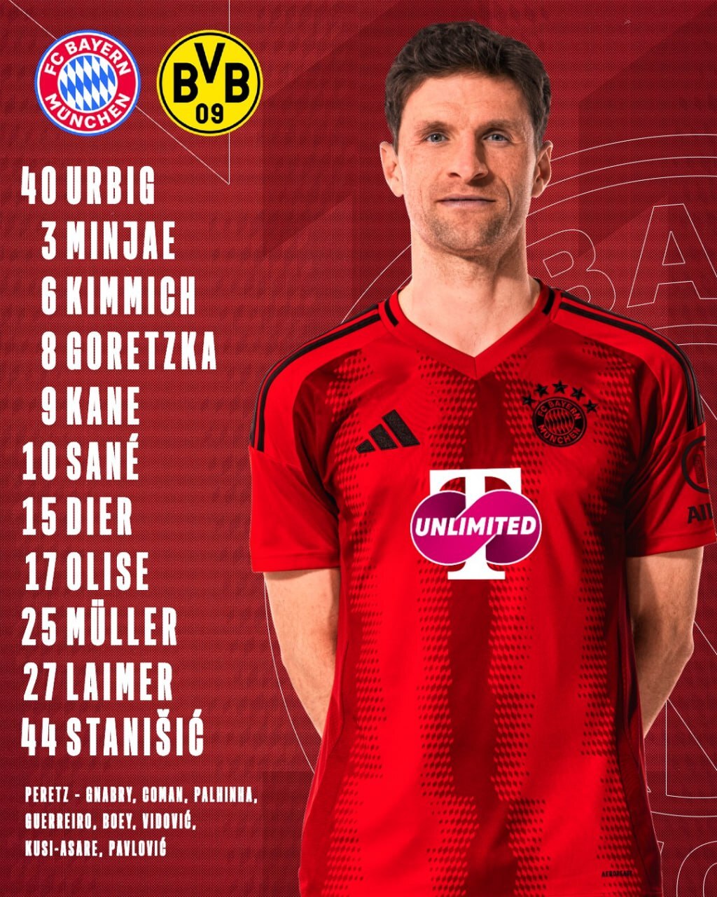 ترکیب بایرن مونیخ مقابل دورتموند ترکیب بایرن مونیخ مقابل دورتموند